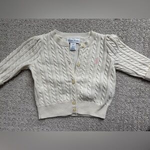 Baby Ralph Lauren Ivory Cable-Knit Button-Front Cardigan